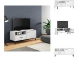 Vidaxl Mobile Tv Oslo Con Gambe In Metallo Bianco Pino Massiccio - Mobili Tv