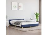 The Living Store Struttura Letto Con Testiera Blu 140X200 Cm In Tessuto