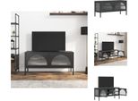 Mobile Tv Vidaxl Nero 105X35X50 Cm Vetro E Acciaio - Mobili Tv