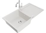 Mexen Leo Lavello In Granito 1-Vasca Con Scolapiatti E Rubinetto Cucina Carla, Bianco - 6501-20-670700-00
