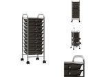 Vidaxl Carrello A Cassetti Con 10 Cassetti In Plastica Nera - Carrelli E Carrelli Manuali