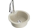 Mexen Diego Lavello In Granito 1-Vasca Con Rubinetto Da Cucina Elia, Beige - 6512-69-670101-00