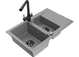 Mexen Gaspar Lavello In Granito 1,5 Vasche Con Scolapiatti E Rubinetto Cucina Duero, Grigio - 6507-71-671600-70-B