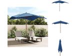 Vidaxl Ombrellone Con Palo In Legno Azzurro 300X300X273 Cm - Ombrelloni E Tende Da Sole
