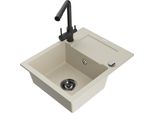 Mexen Enzo Lavello Da Cucina In Granito 1-Bacinella Con Sgocciolatoio E Rubinetto Cucina Duero, Beige - 6506-69-671600-70