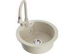 Mexen Diego Lavello In Granito A 1 Vasca Con Miscelatore Da Cucina Elia, Beige - 6512-69-670101-69
