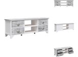 Mobile Tv Vidaxl Bianco E Grigio 108X30X40 Cm In Legno Massiccio Di Paulownia - Mobili Tv