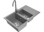 Mexen Gaspar Lavello In Granito A 1,5 Vasca Con Sgocciolatoio E Rubinetto Da Cucina Telma, Grigio - 6507-71-670200-71