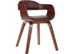 The Living Store Sedia Da Pranzo In Legno Curvato E Pelle Finta Marrone