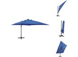 Vidaxl Ombrellone A Semaforo Con Asta E Led Azzurro 300 Cm - Ombrelloni E Tende Da Sole