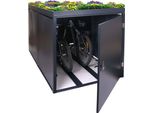 Garage Per 2 Biciclette Con Fioriera Hwc-L56B, Box Per Biciclette, Acciaio Zincato Con Serratura 125X113X208Cm ~ Antracite
