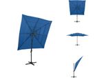 Vidaxl Ombrellone Con Palo In Alluminio A 4 Strati Azzurro 250X250 Cm - Ombrelloni E Tende Da Sole