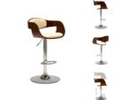 Vidaxl Sgabello Da Bar In Legno Curvato Bianco Crema E Pelle Finta - Sgabello Da Bar