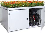 Garage Per 4 Biciclette Con Fioriera Hwc-L56B, Box Per Biciclette In Acciaio Zincato Con Serratura 126X220X210Cm ~ Grigio Chiaro