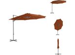 Vidaxl Ombrellone A Semaforo Con Palo In Acciaio Rosso Terracotta 300 Cm - Ombrelloni E Tende Da Sole