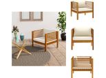 Vidaxl Sedia Da Giardino Con Cuscini Bianchi Crema In Legno Massiccio Di Acacia - Elementi Per Divani Da Giardino