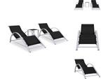 Vidaxl Lettini Prendisole 2 Pezzi Con Tavolo Alluminio Nero - Lettini Prendisole