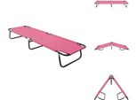 Vidaxl Lettino Prendisole Pieghevole In Acciaio Rosa - Lettini Prendisole