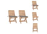 Vidaxl Sedie Da Giardino 2 Pezzi Con Cuscini Grigi In Legno Massiccio Di Teak - Sedie Da Giardino