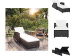 Vidaxl Lettino Da Sole Con Cuscino Bianco Crema In Poly Rattan Nero - Lettini Da Sole