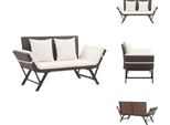 Vidaxl Panca Da Giardino Con Cuscini 176 Cm In Poly Rattan Marrone - Panche Da Giardino