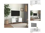 Mobile Tv Vidaxl Con Gambe In Legno Massiccio Bianco Lucido 103,5X35X50 Cm - Mobili Tv
