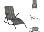Vidaxl Lettino Prendisole Pieghevole In Rattan Grigio - Lettini Prendisole