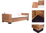 Vidaxl Divano Da Giardino A 3 Posti In Rattan Naturale - Divani Da Giardino