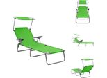 Vidaxl Lettino Prendisole Con Protezione Solare Verde Acciaio - Lettini Prendisole