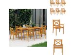 Vidaxl Sedie Da Pranzo Da Giardino 6 Pz. Legno Massiccio Di Acacia - Sedie Da Giardino