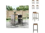 Vidaxl Sgabello Da Bar 4 Pz. Poli Rattan Grigio E Legno Massiccio Di Acacia - Sgabello Da Bar