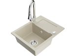 Mexen Enzo Lavello In Granito A 1 Vasca Con Sgocciolatoio E Rubinetto Da Cucina Elia, Beige - 6506-69-670101-00
