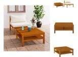 Vidaxl Set Di Divani Da Giardino A 2 Pezzi Con Cuscini Bianchi Crema In Legno Di Acacia - Elementi Per Divani Da Giardino