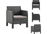 Vidaxl Sedia Da Giardino Con Cuscino Pp Rattan Antracite - Sedie Da Giardino