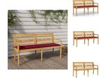 Vidaxl Panca Batavia Con Cuscino Rosso Vino 150 Cm In Teak Massiccio - Panche Da Giardino