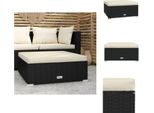 Vidaxl Sgabello Da Giardino Con Cuscino Nero 70X70X30 Cm In Poly Rattan - Elementi Per Divani Da Giardino
