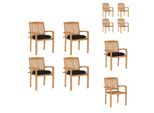 Vidaxl Sedie Da Giardino Impilabili Con Cuscini 4 Pz. Legno Massiccio Teak - Sedie Da Giardino