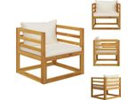 Vidaxl Sedia Da Giardino Con Cuscini Bianchi Crema In Legno Massiccio Di Acacia - Elementi Per Divani Da Giardino