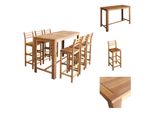 Vidaxl Set Di Tavolo E Sedie Da Bar 7 Pezzi In Legno Massiccio Di Acacia - Set Da Pranzo