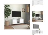 Mobile Tv Vidaxl Con Gambe In Legno Massiccio Bianco 103,5X30X50 Cm - Mobili Tv