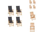 Vidaxl Sedie Da Giardino 4 Pezzi Con Cuscini Antracite In Legno Massiccio Di Teak - Sedie Da Giardino