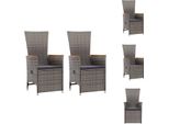 Vidaxl Sdraio Da Giardino 2 Pezzi Con Cuscini In Poly Rattan Grigio - Sedie Da Giardino
