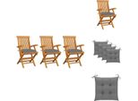 Vidaxl Sedie Da Giardino Con Cuscini Grigi 3 Pz. Legno Massiccio Teak - Sedie Da Giardino