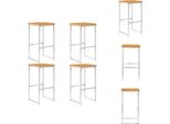 Vidaxl Sgabelli Da Bar 4 Pz. Legno Massiccio Di Acacia E Acciaio Inox - Sedie Da Giardino