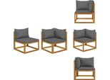 Vidaxl Set Di Divani A 2 Pezzi Con Cuscini Grigio Scuro In Legno Massiccio Di Acacia - Elementi Per Divani Da Giardino