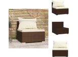 Vidaxl Divano Da Centro Giardino Con Cuscini In Poly Rattan Marrone - Elementi Per Divani Da Giardino