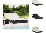 Vidaxl Lettino 2 Persone Con Tetto Nero 213X118X97 In Poly Rattan - Lettini Prendisole