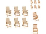 Vidaxl Sedie Da Giardino 6 Pezzi Con Cuscini Beige In Legno Massiccio Teak - Sedie Da Giardino