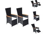 Vidaxl Sedie A Sdraio Da Giardino 2 Pezzi Con Cuscini In Poly Rattan Nero - Sedie Da Giardino