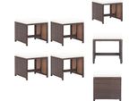 Vidaxl Sgabelli Da Giardino 4 Pezzi Con Cuscino In Poly Rattan Marrone - Sedie Da Giardino